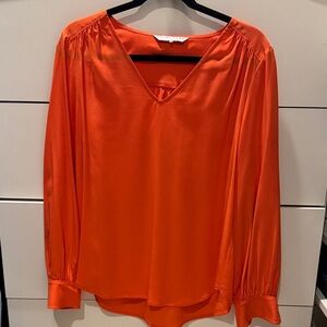 Trina Turk Vibrant Orange V-Neck Blouse